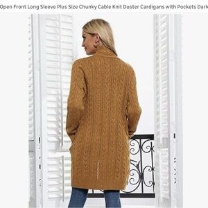Cable Knit Duster Cardigan - Camel